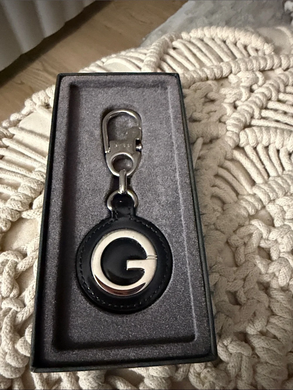 Gucci Black Leather Key & Card Holder with Gold G Emblem
